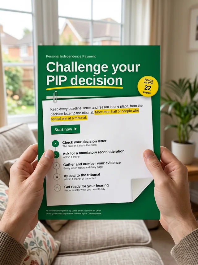 PIP Appeal Organiser cover listing the steps to challenge a decision